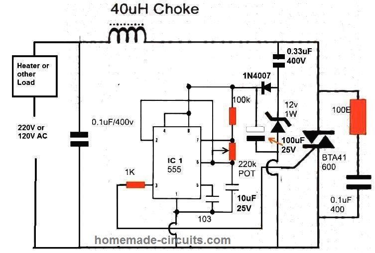 pwm triac control circuit for resistive loads