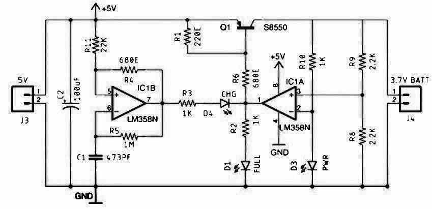 smart 3 LED li-ion battery charger circuit