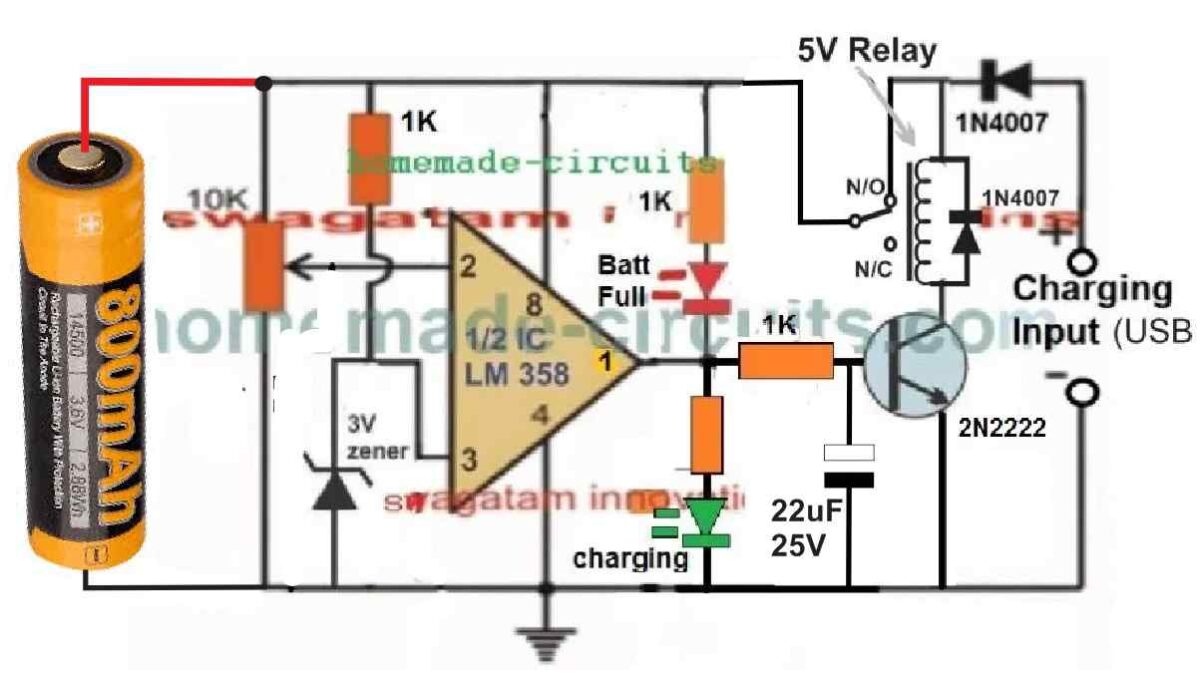 V Li-Ion Battery Circuit Homemade Circuit Projects