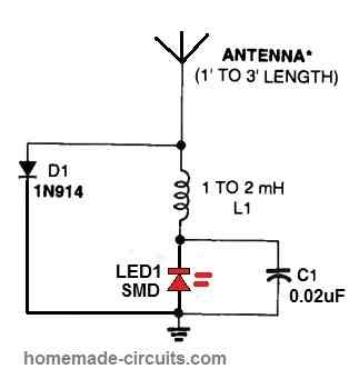 RF sensor circuit without battery