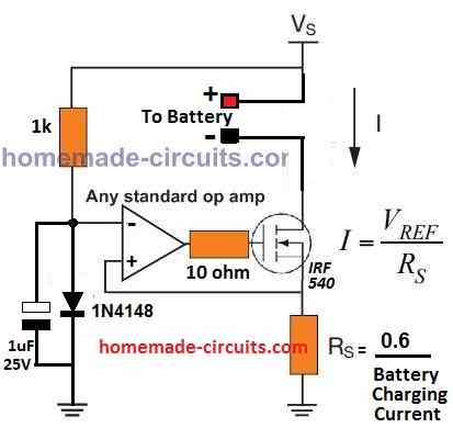 constant current lead acid battery charger circuit diagram with IC 741 and MOSFET