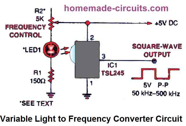 Adjustable Light to Frequency Generator Circuit Diagram