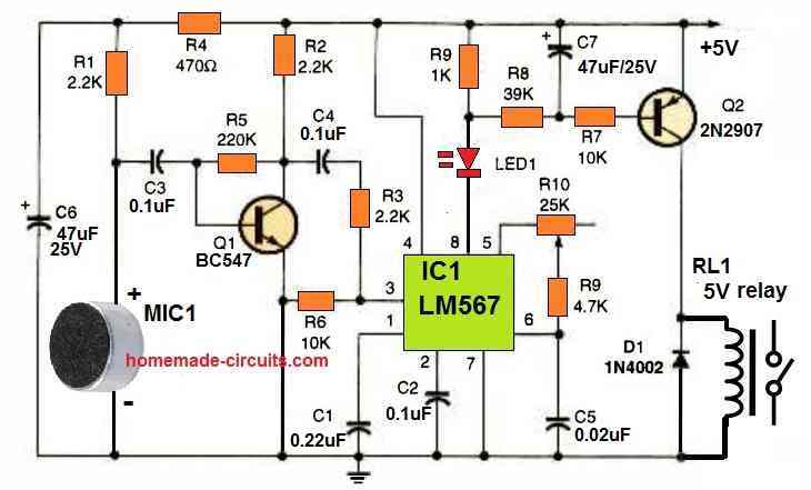 whistle activated switch circuit