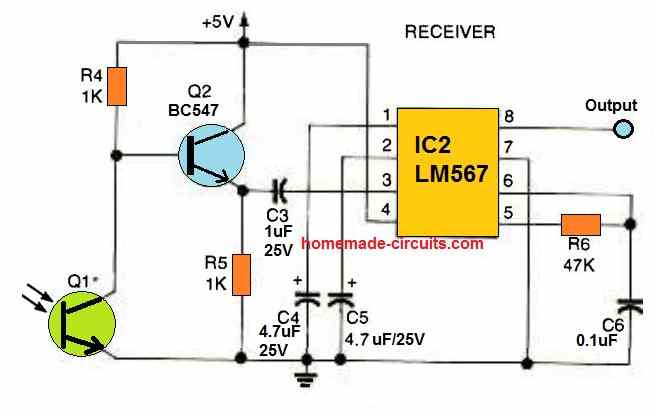 555 Infrared (IR) Remote Control receiver Circuit