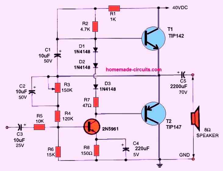 simple 20 watt amplifier circuit