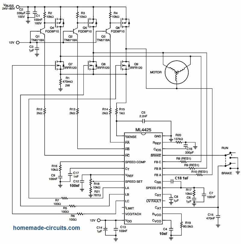 High Current Sensorless BLDC Motor Controller using Back EMF Homemade
