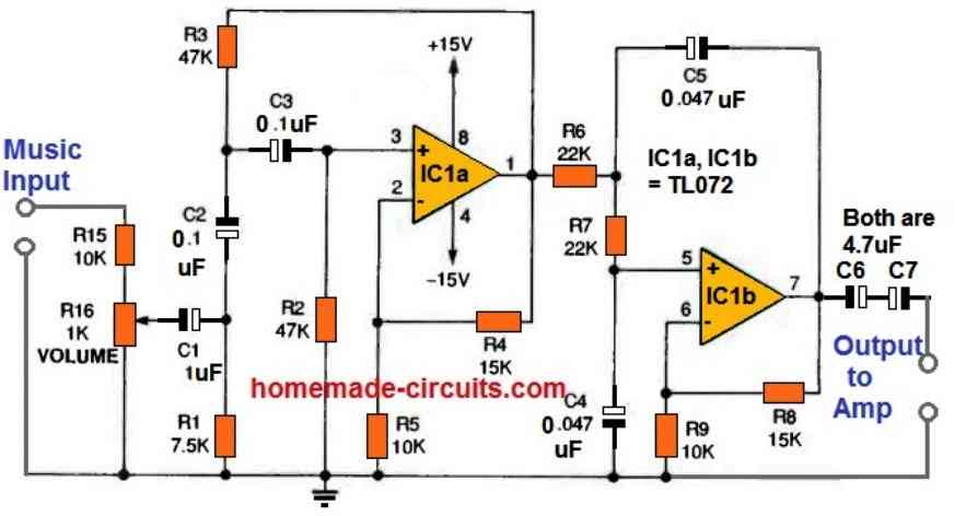 Deep Bass Subwoofer Filter Circuit