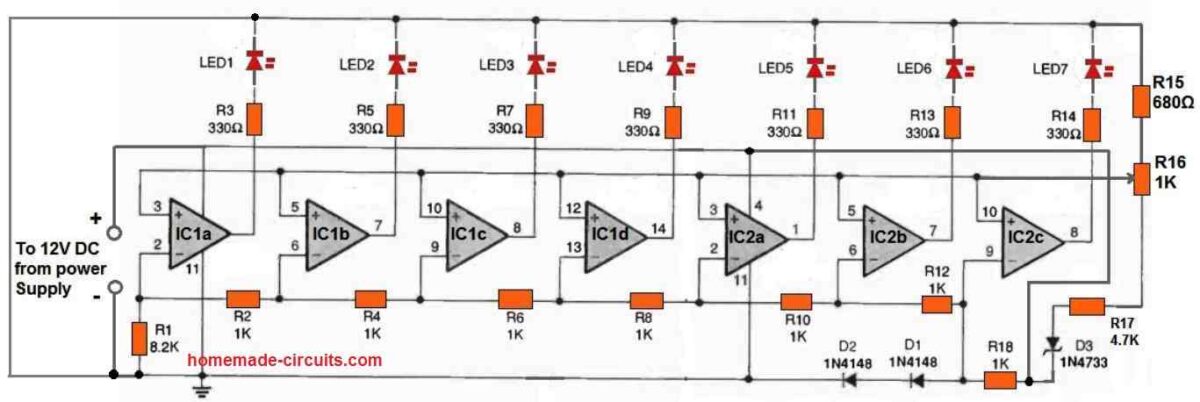 voltage monitor circuit using LM324 IC