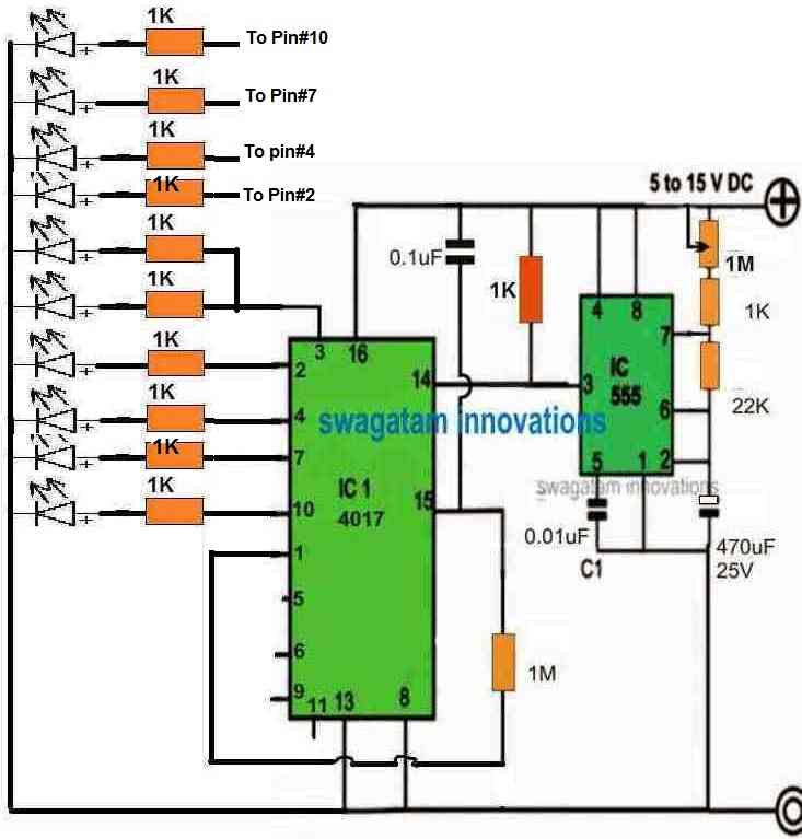 Outward Chasing LED Circuit