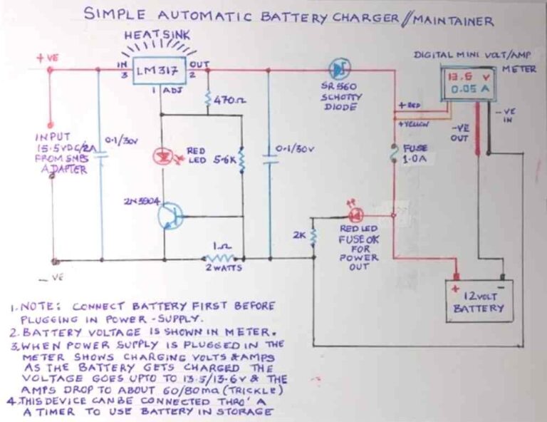 12V Battery Charger Circuits [using LM317, LM338, L200, Transistors