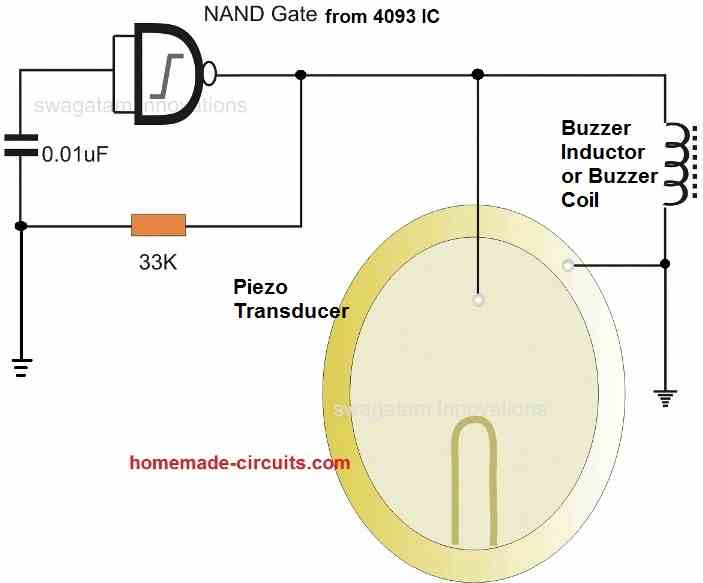 4093 piezo driver circuit with inductor