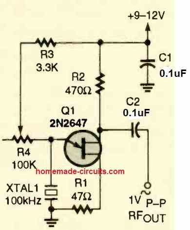 UJT crystal oscillator circuit