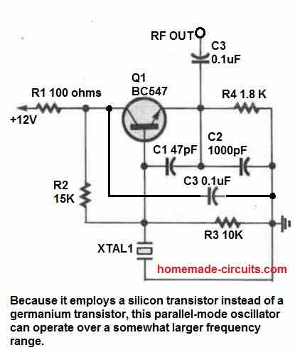 parallel mode crystal oscillator circuit