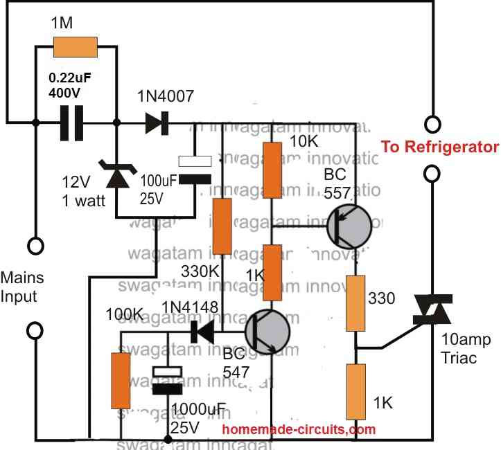 Simple Refrigerator Protector Circuit - Homemade Circuit Projects