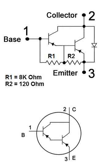 TIP127 internal Darlington configuration