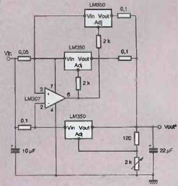 10 amp current from LM350 regulator