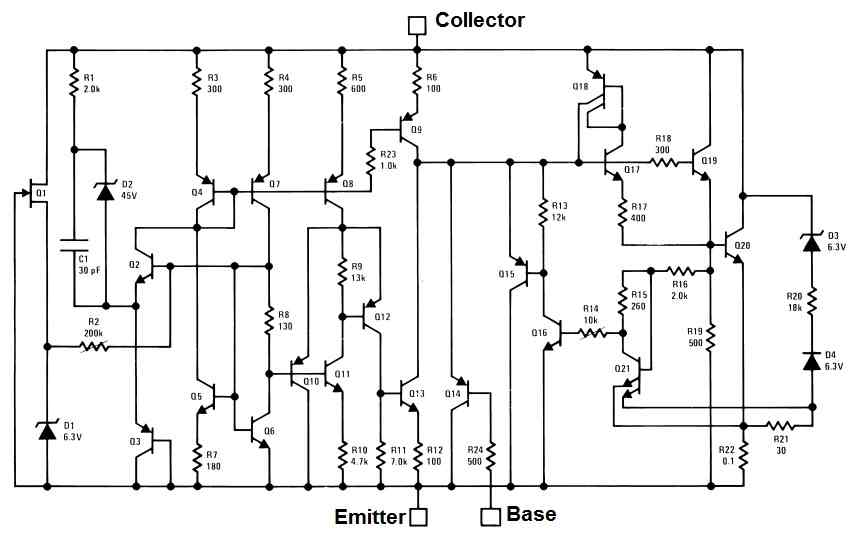 LM195 LM393 internal schematic