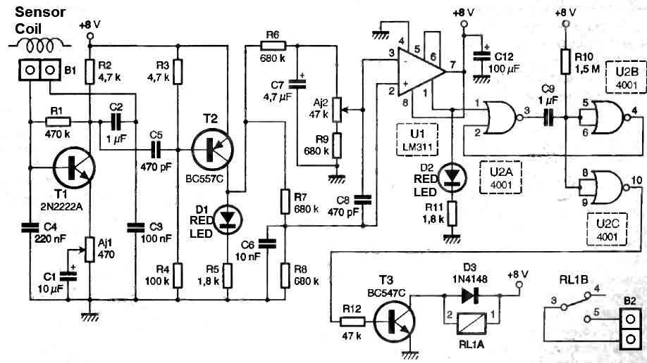 Vehicle Body Metal Detector Circuit diagram