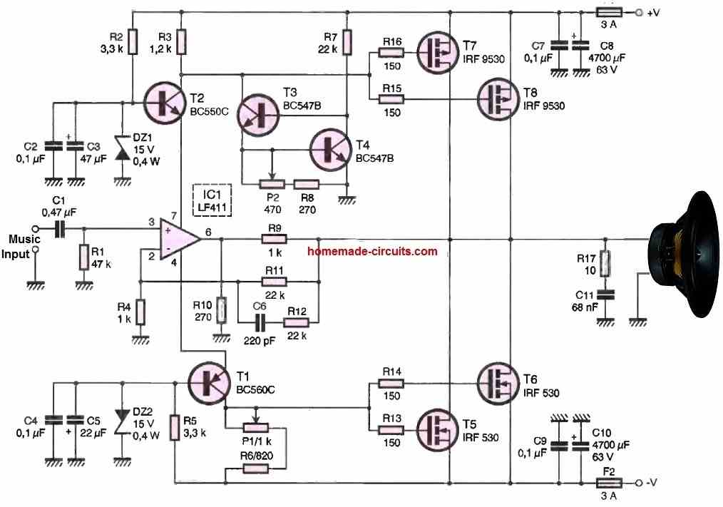 75 watt amplifier circuit
