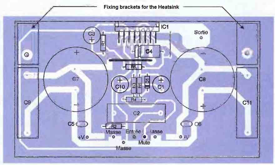 IC TDA7294 PCB component layout