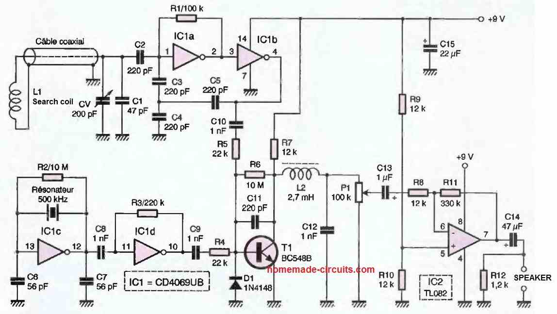 crystal controlled Metal Detector circuit with high precision