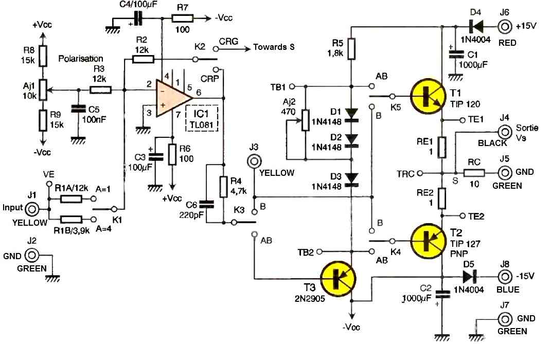 class B and class AB sub assemblies schematic