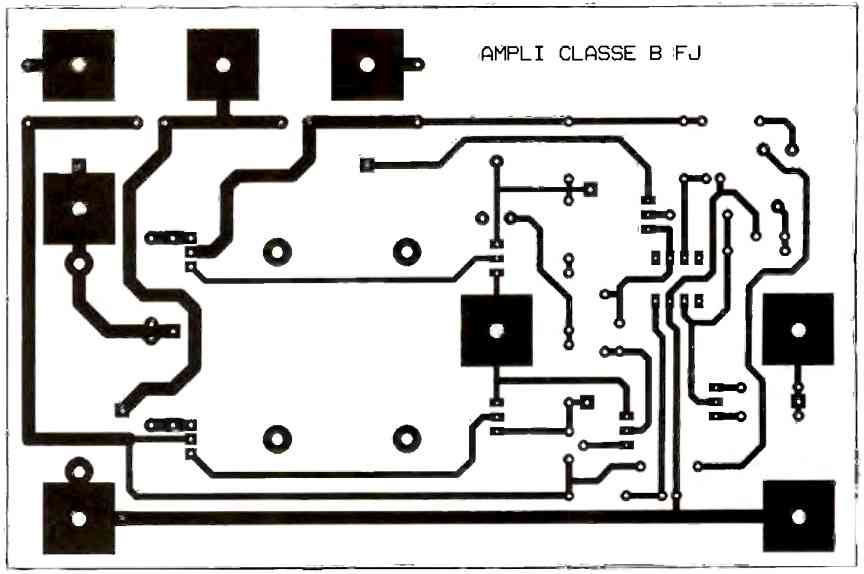 PCB track layout for the class B and class AB amplifier schematic