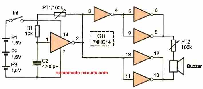 Electronic Mosquito Repellent Circuit using IC 74HC14