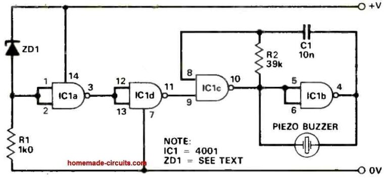 Battery Low Voltage Alarm Circuit Circuit Diagram