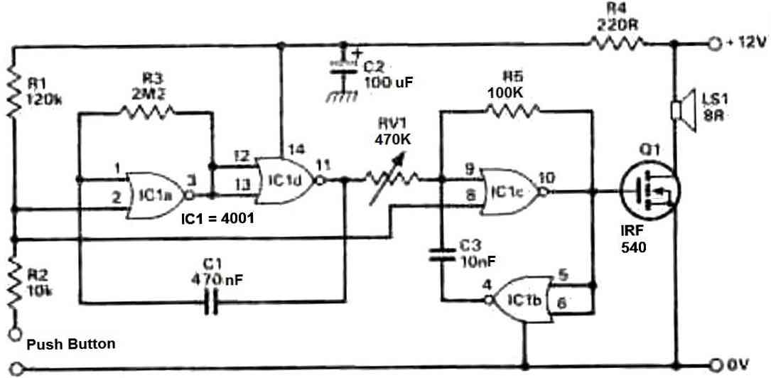 power siren circuit using IC 4001