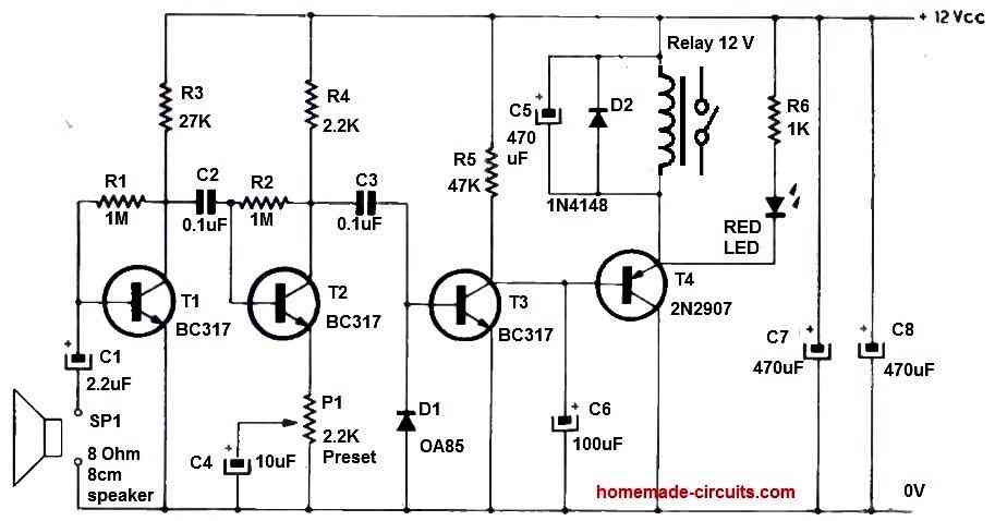 vibration sensor circuit using 8 ohm speaker