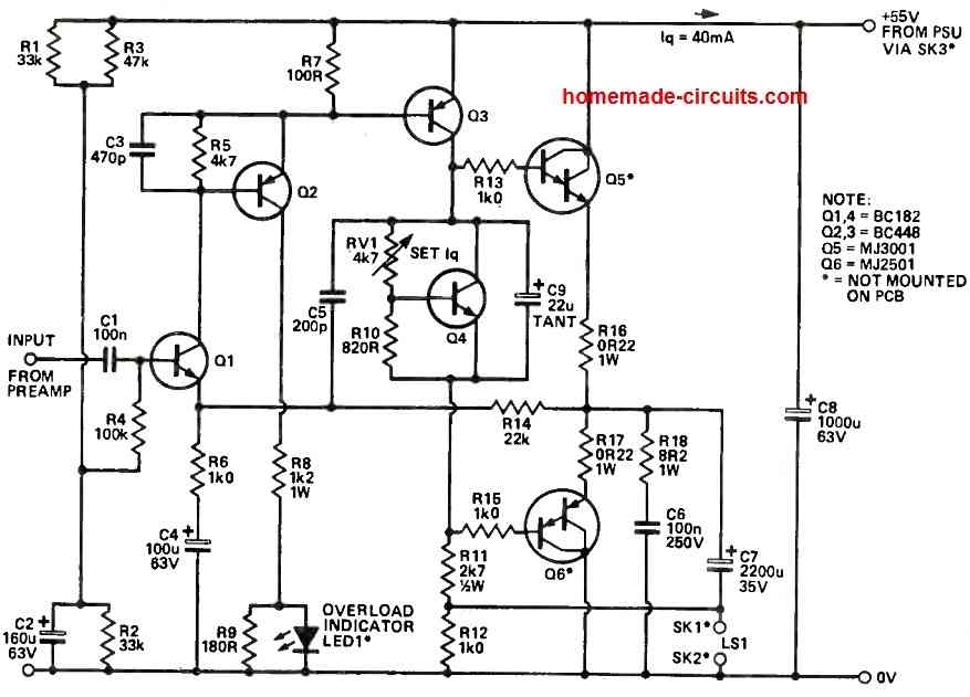 75 watt power amplifier circuit