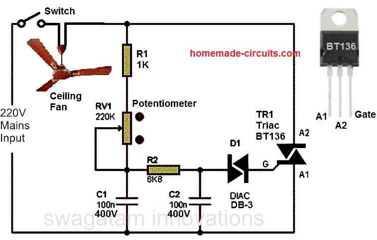 electronic ceiling fan regulator circuit