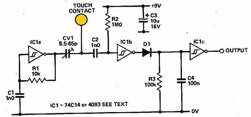 touch sensor circuit using IC 4093