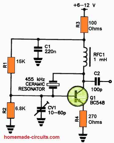455 kHz crystal oscillator circuit