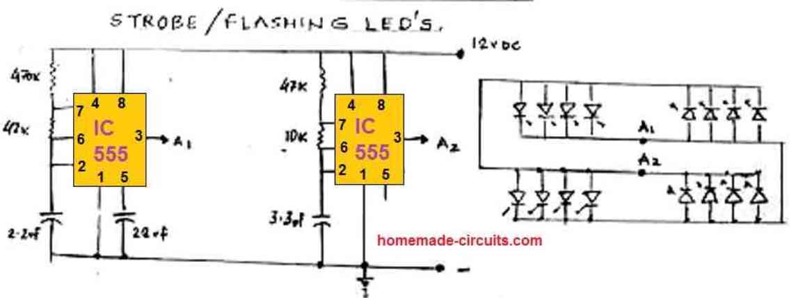 555 strobe light circuit
