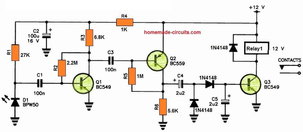 Infrared (IR) Remote receiver Circuit with relay ON OFF