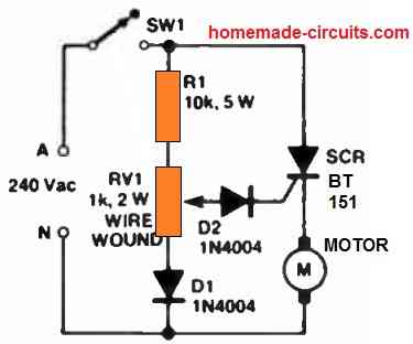 AC motor speed control using SCR