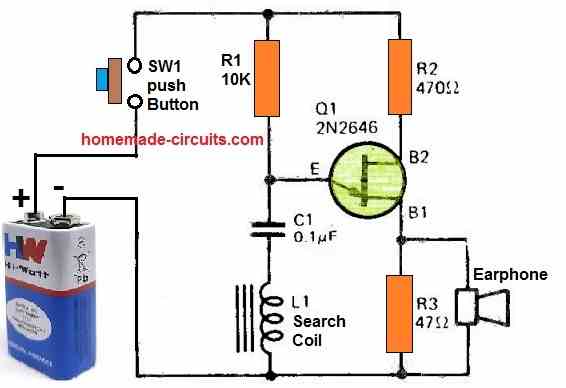 Metal Detector Circuit Using a Single UJT