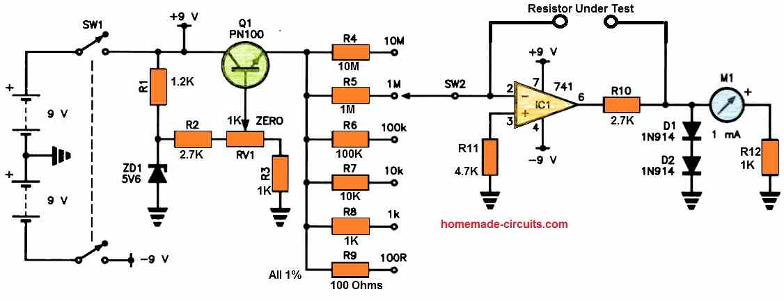 Linear Ohm Meter Circuit