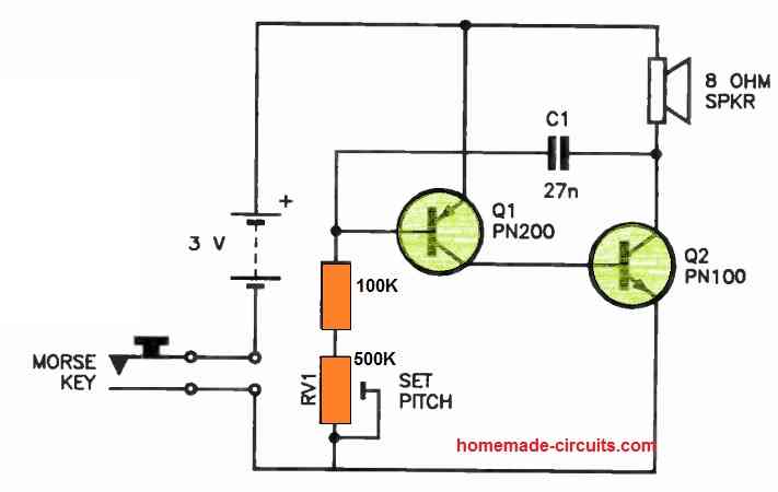 Two-Transistor Morse Code Practice Oscillator