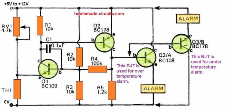3 Useful Temperature Alarm Circuits Explained Circuit Diagram