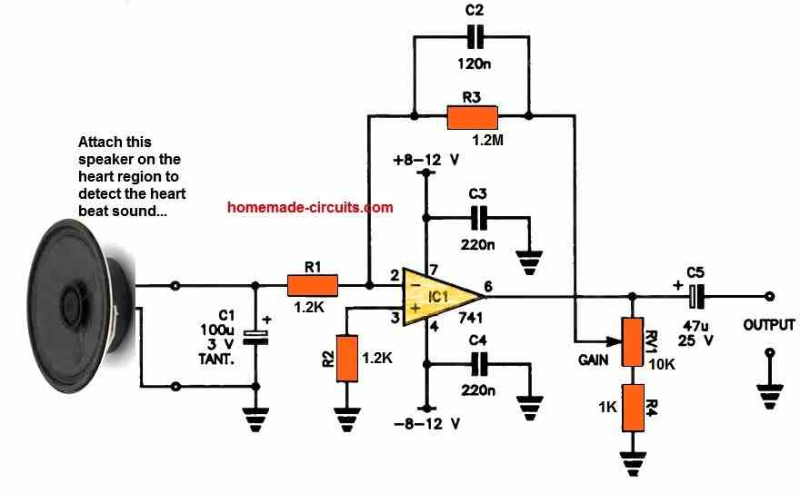 using 8 ohm speaker for converting heart beat to loud sound