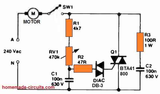 AC motor speed control using triac