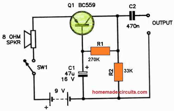 Transistor Preamp circuit to Convert a speaker into a MIC