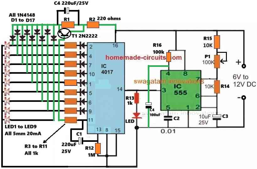 LED light wave effect generator circuit diagram