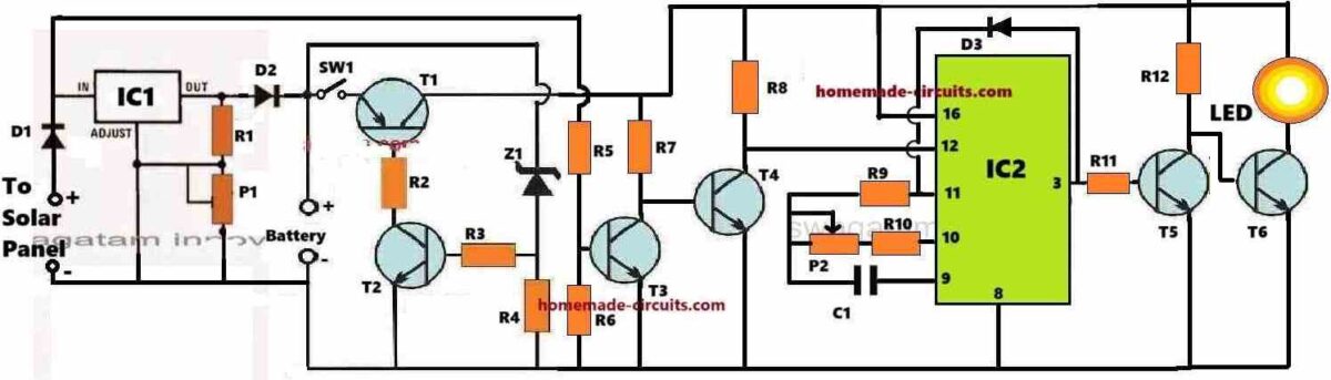 Insect Light Trap Circuit diagram for Protecting Crops