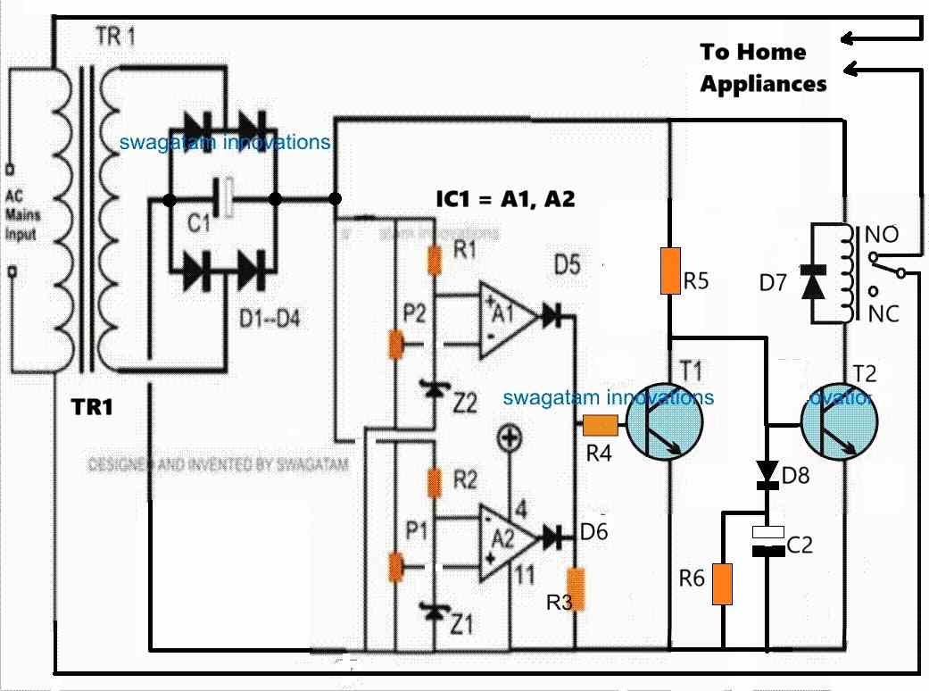 Mains AC Voltage Home Protector Circuit diagram