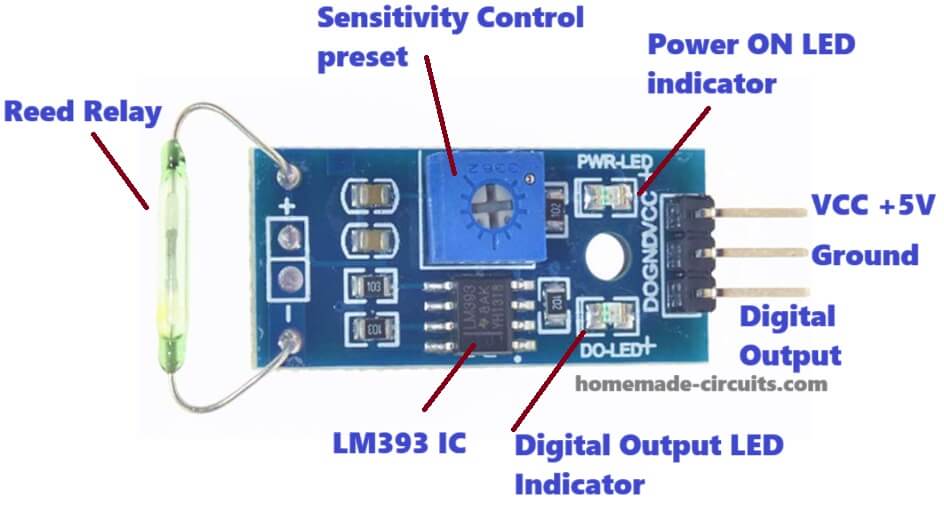 Magnetic Reed Switch Sensor Module part description