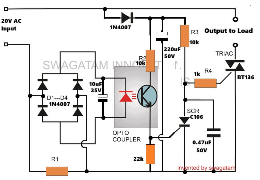 AC short circuit protections circuit for 20V AC supply